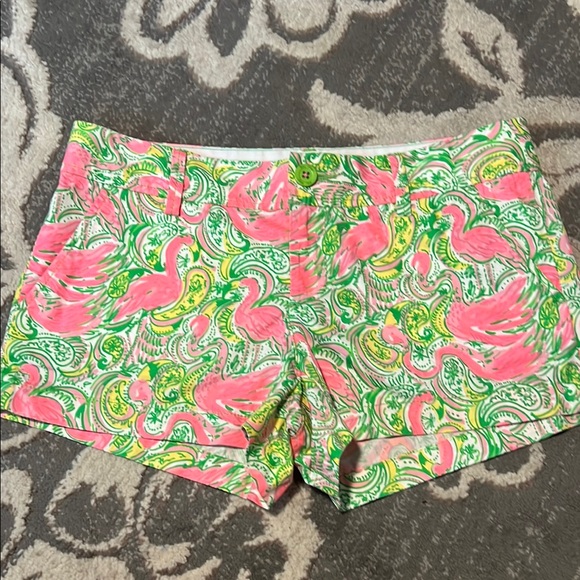 Lilly Pulitzer Pants - Lilly Pulitzer Pink and Green Bermuda Shorts Vibrant Floral Design size 6